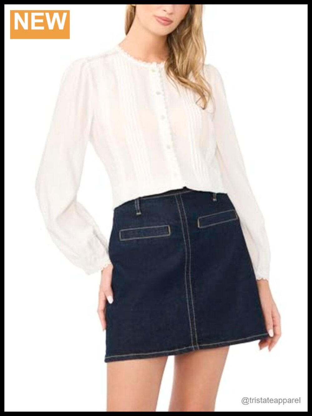 Vince Camuto Women's Lace Long Sleeve Button Down Top